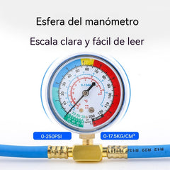❄🚗Manguera de recarga de refrigerante AC R134a con manómetro