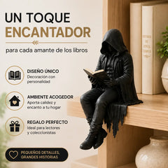 ✨Figura gótica de espíritu guardián de libros con capucha – Decoración de estantería de fantasía oscura