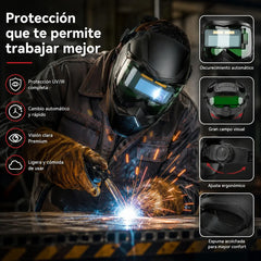 Casco de soldadura totalmente automático con cambio de luz y máscara protectora montada en la cabeza para soldadores