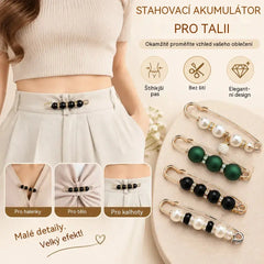 ✨ Elegantní perlové spony pro úpravu pasu a výstřihu (sada 12 kusů: 6 stylů po 2 kusech) 👗 | 💎 Bez nutnosti šití · Elegantní a praktické