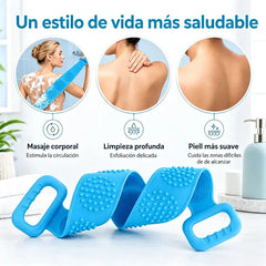 🔥2 piezas🔥🛁 Guante de Baño de Silicona de Doble Cara – Exfoliante Corporal Extra Largo para Limpiar Fácilmente la Espalda