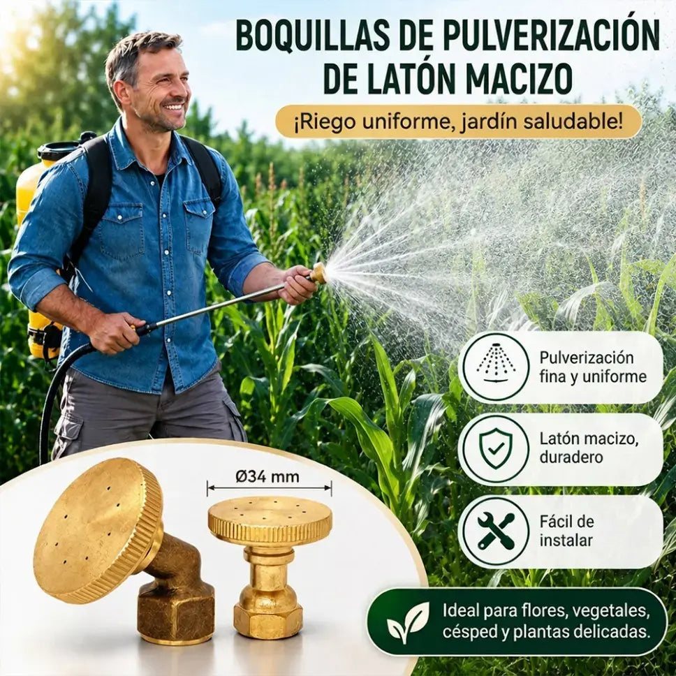 💦【1 boquilla curva + 1 boquilla recta】Pulverizador de riego de latón ajustable, niebla fina con múltiples orificios, adecuado para riego de jardines, hogares y agricultura🌿✨