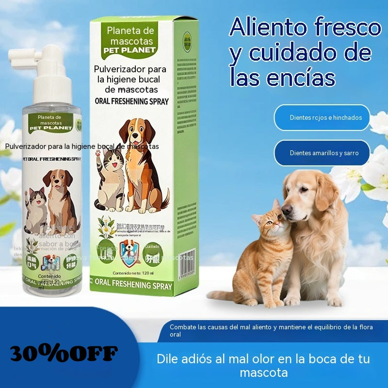 🐶【2 artículos por 27 euros】🐱El spray de higiene bucal para mascotas puede refrescar el aliento y eliminar el amarillamiento y el sarro de los dientes.