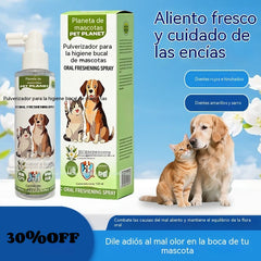 🐶【2 artículos por 27 euros】🐱El spray de higiene bucal para mascotas puede refrescar el aliento y eliminar el amarillamiento y el sarro de los dientes.