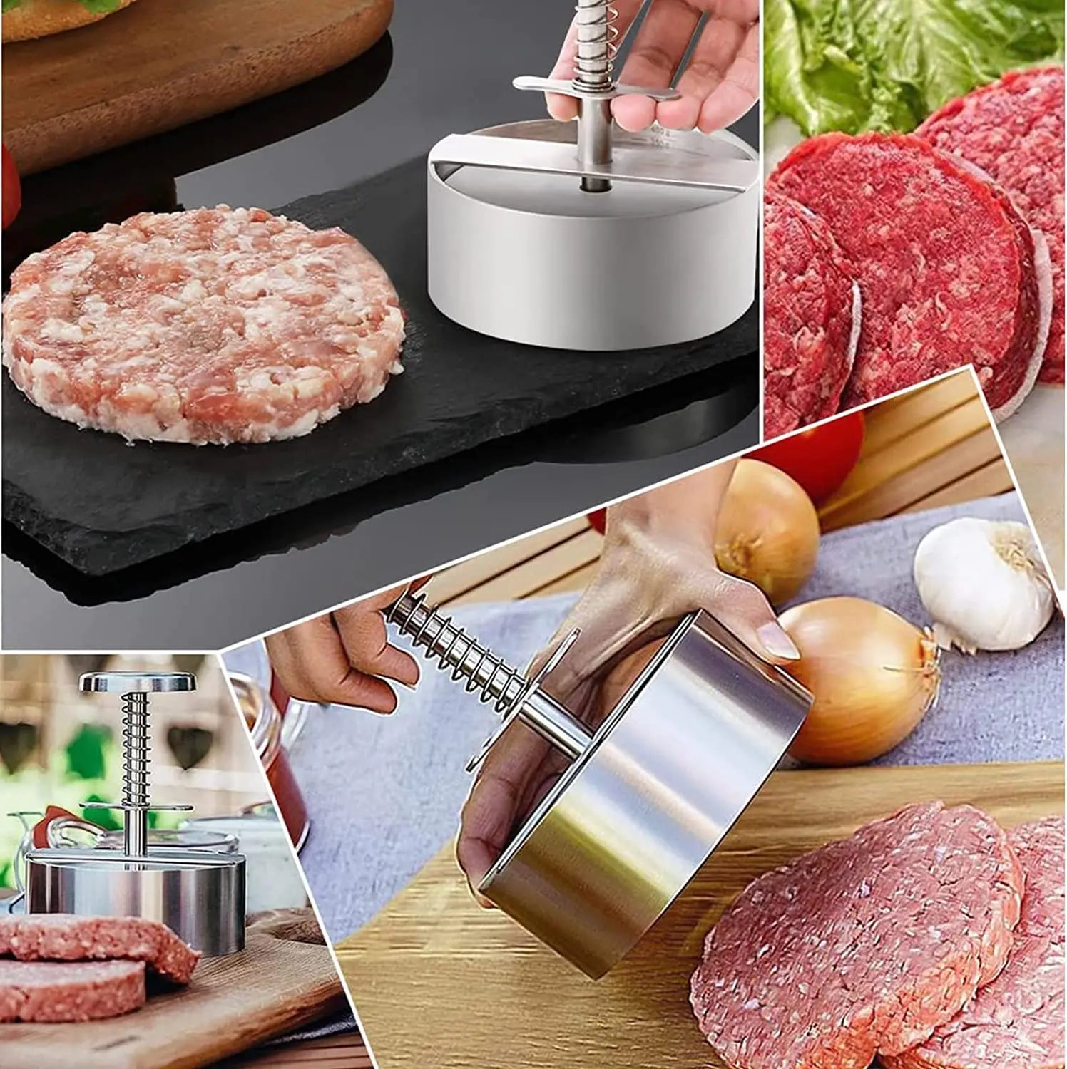 【diámetro10cm】🍔Prensa de carne manual de acero inoxidable 304/máquina para hacer pasteles de carne para cocina y restaurante
