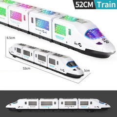 🚄1 piezas 30 euro 🎵 Tren eléctrico de juguete de alta velocidad: se ilumina, cambia de dirección al chocar y reproduce música; luces y sonidos interactivos; navegación inteligente para sortear obstáculos ✨