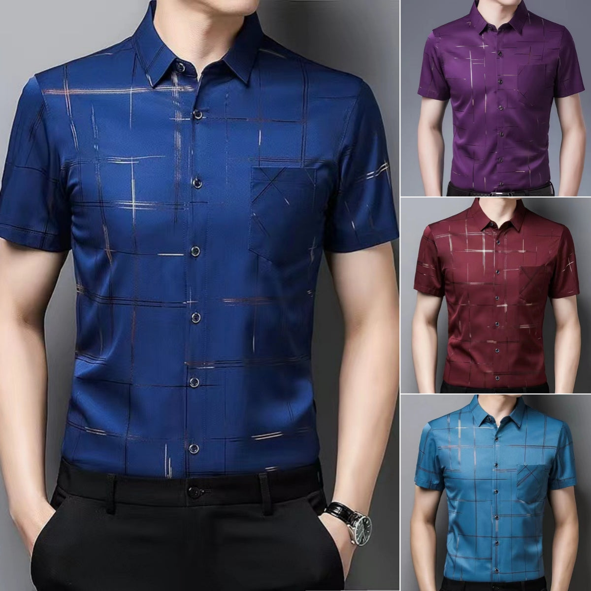🧊🧊(M-4XL) Camisa de seda helada de verano para hombre