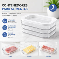 2 piezas 31 euro⏰Contenedores reutilizables de 3 capas para almacenar alimentos con tapa, transparentes, para el cajón de verduras del refrigerador.