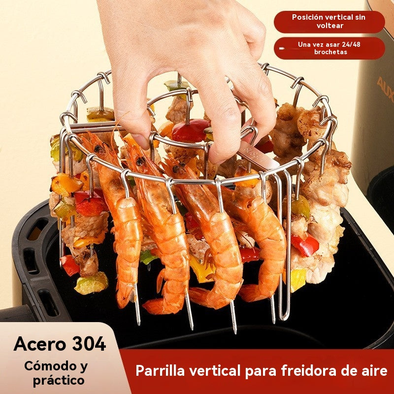 🍖🍗Parrilla de acero inoxidable 304 con 24 brochetas para horno freidora de aire|✨Parrilla de acero inoxidable para brochetas🍢
