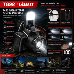💡Potente linterna frontal de inducción para uso doméstico, uso al aire libre, zoom, largo alcance, recargable, larga duración, caminata nocturna, aventura, pesca nocturna