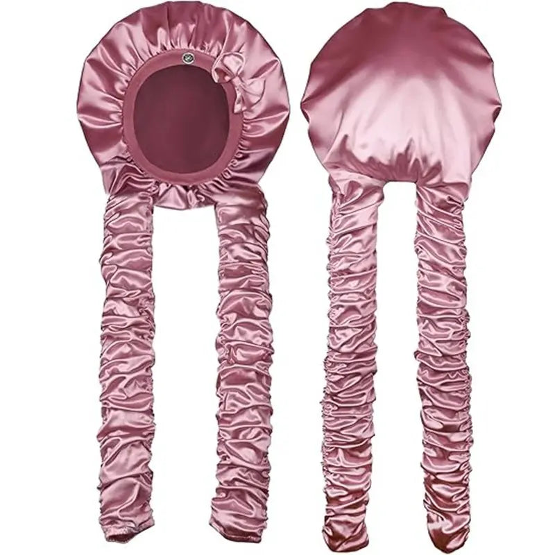 🎀🌙 Gorro de Satén para Dormir con Ondas Sin Calor, Turbante Nocturno Protector para Rizos, Reduce el Encrespamiento y Mantiene la Hidratación ✨