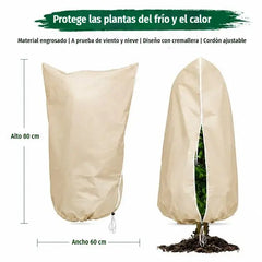🧊【Juego de 3 piezas】🌱 Funda Antiescarcha para Plantas 60×80 cm – Tejido No Tejido con Cierre de Cremallera y Cordón Ajustable, Protege tus Cultivos del Frío 🔒