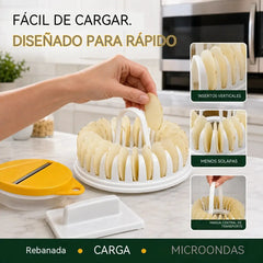 Juego de máquina casera para hacer patatas fritas en el microondas con recipiente para cortar.