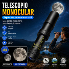 🔭✨ Monocular 10-300x40 con zoom – visión HD de alta potencia para actividades al aire libre y uso nocturno 🌙🏔️