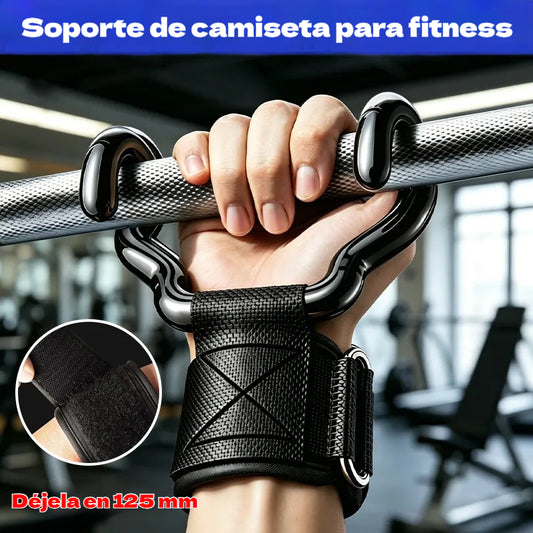 Juego de 2 ganchos de fitness para culturismo y levantamiento de pesas, soporte ensanchado de 125 mm, correas antideslizantes para las muñecas, capacidad de 250 kg para dominadas y peso muerto.