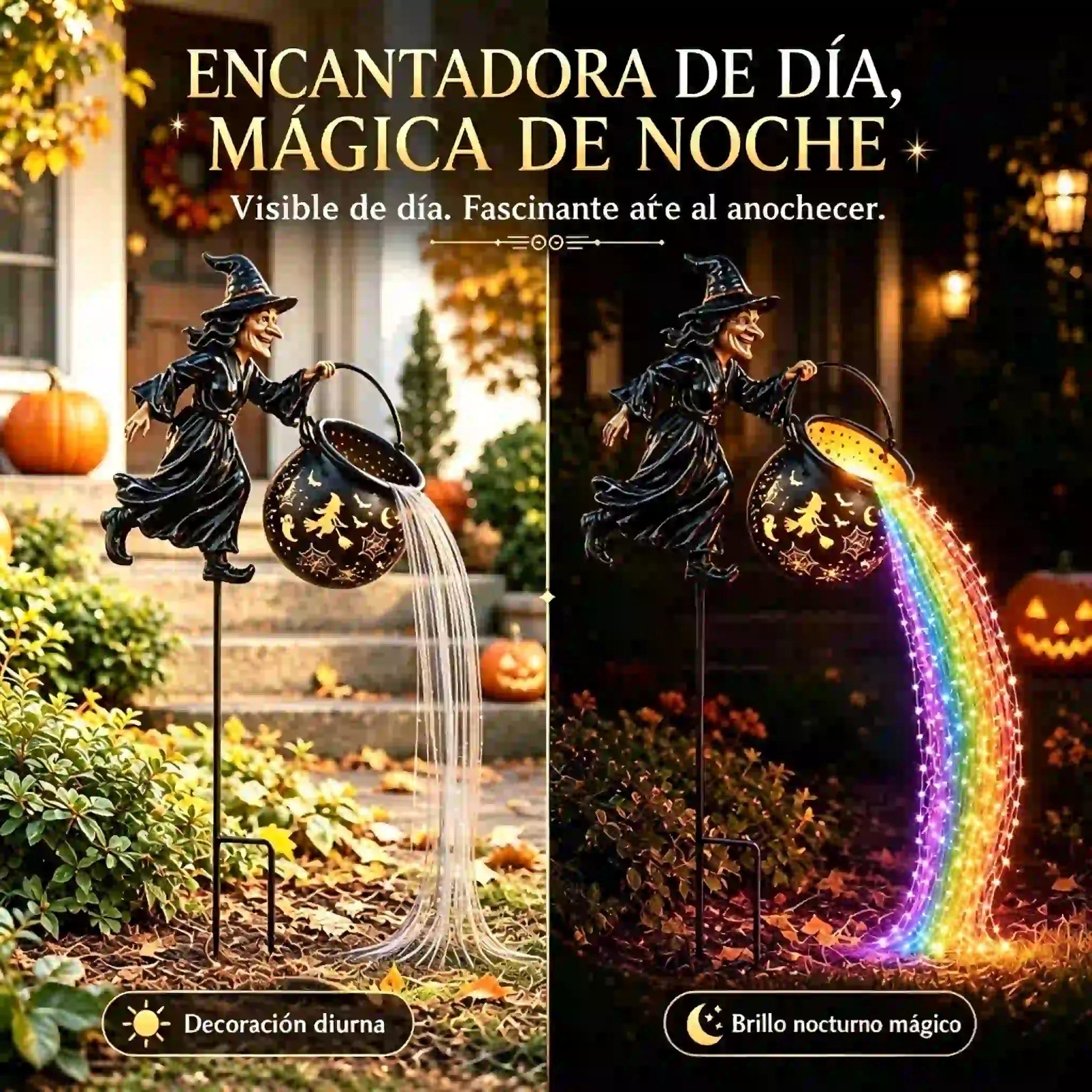 🧙‍♀️🎃LED vrtna svjetiljka u obliku vještičkog kotla – zadivljujući vanjski ukrasi 🔮✨