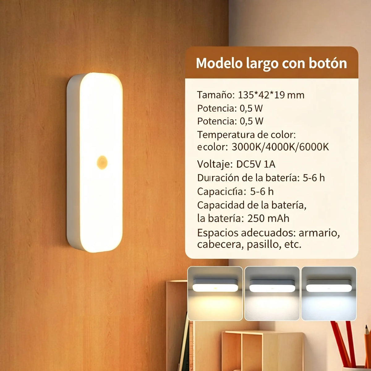 🔥【Compra uno y llévate otro gratis】🏡💡Luz LED inteligente magnética, batería de larga duración, luz ajustable de tres colores