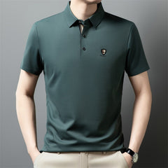 【M-4XL】Verano 2026 Nuevo polo casual con solapa de media manga de seda helada