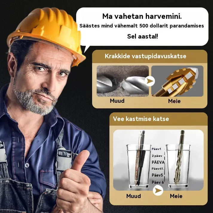 1 komplekt 6 osast【4+5+6+8+10+12mm】🔥Väga tugev 4-piluline ekstsentriline puurikomplekt