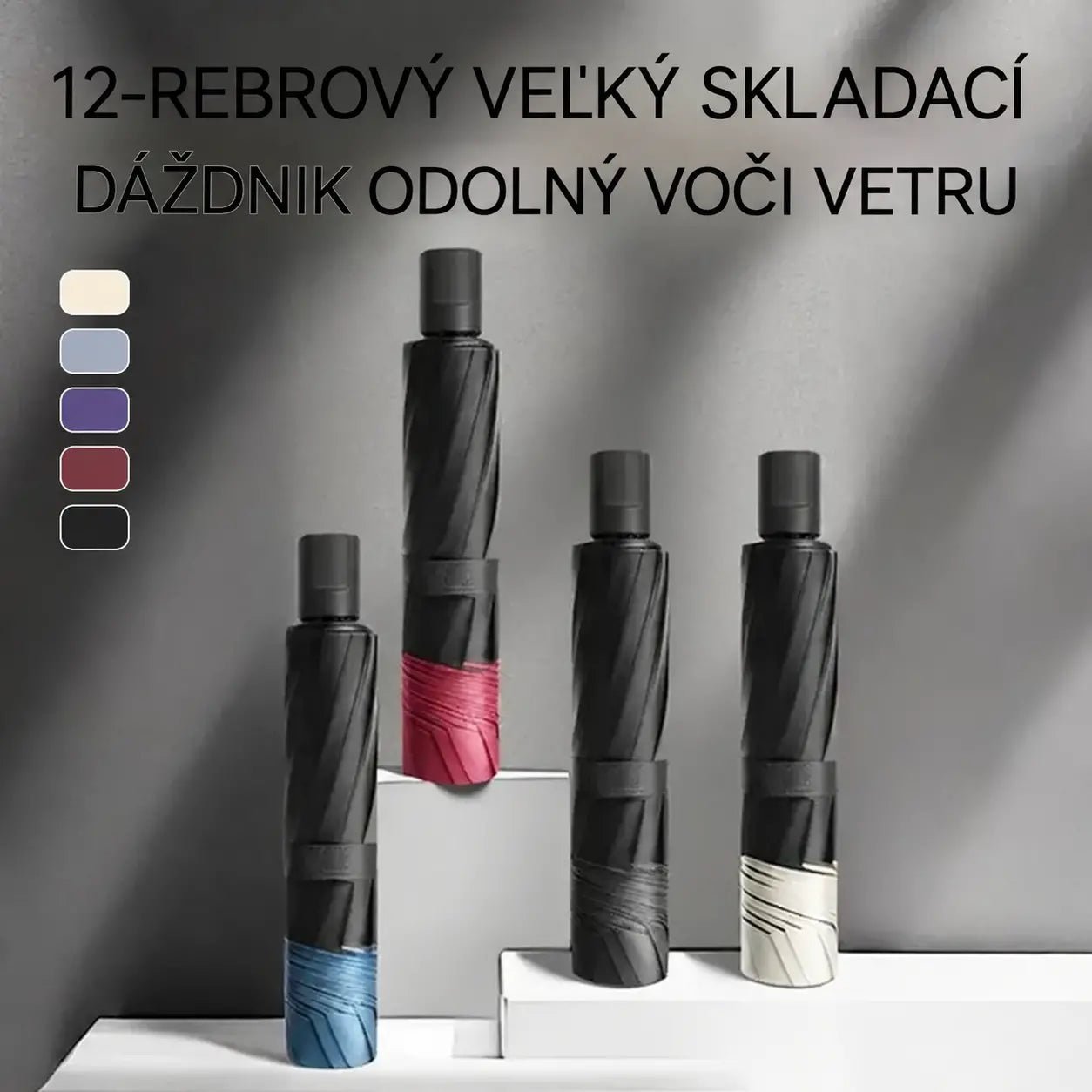 ☔【12 reber】Zložljiv dežnik, odporen proti vetru - vodoodporen in lahek, primeren za dež in sonce. Velik premer za vso družino! ✨