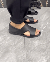 【38-44】Sandalias de verano 2025 para hombre de piel de vaca, transpirables, huecas, antideslizantes, informales