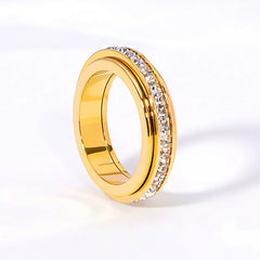 🔥Anillo giratorio Rotation Bar en acero de titanio con circonita