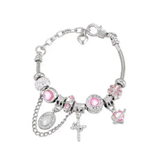 ✨Pulsera de cuentas de la Virgen María - Cadena de hueso de serpiente bicolor en oro y plata