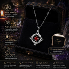 ✨🔮Collar místico de nudo de bruja con piedra de nacimiento 💞 Protege a tus seres queridos