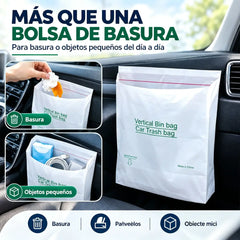 🚗🗑️ Set de 100 Bolsas de Basura Autoestables con Cinta Adhesiva | Impermeables, sin Fugas | para Coche, Hogar y Oficina ✨