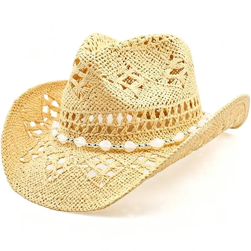 🤠 Sombrero Vaquero de Paja con Diseño Hueco – Estilo Western Clásico, Tejido en Papel, Unisex y Moderno 🌵✨