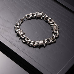 🔥【Compra 1 y llévate 1 gratis】🔥Pulsera cubana para hombre con diseño de espinas, estilo hip hop europeo y americano.