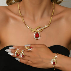💖🔥【Anillo + Pulsera + Pendientes + Collar】✨Conjunto de joyas de estilo bohemio, creativo y único, de estilo minimalista.