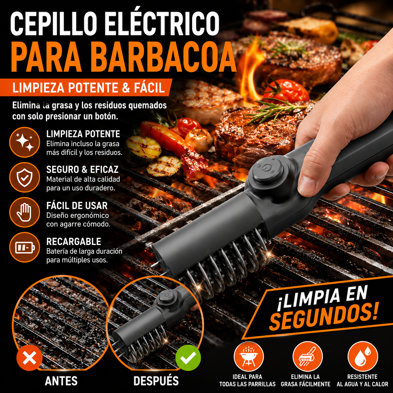 📢📢Limpiador eléctrico para barbacoas: ¡elimina rápidamente la grasa y la suciedad!
