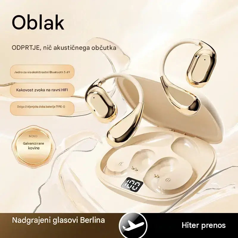 🔋Brezžične Bluetooth slušalke brez vgrajenega ušesa, z ušesno kljukico in kostno prevodnostjo🎙️🎧