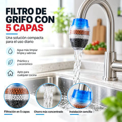 🚰【3 unidades a 25 euros】✨ Purificador de Agua para Grifo de Cocina – Filtro de 5 Etapas con Carbón Activado, Reduce Cloro, Sedimentos y Malos Olores 💧