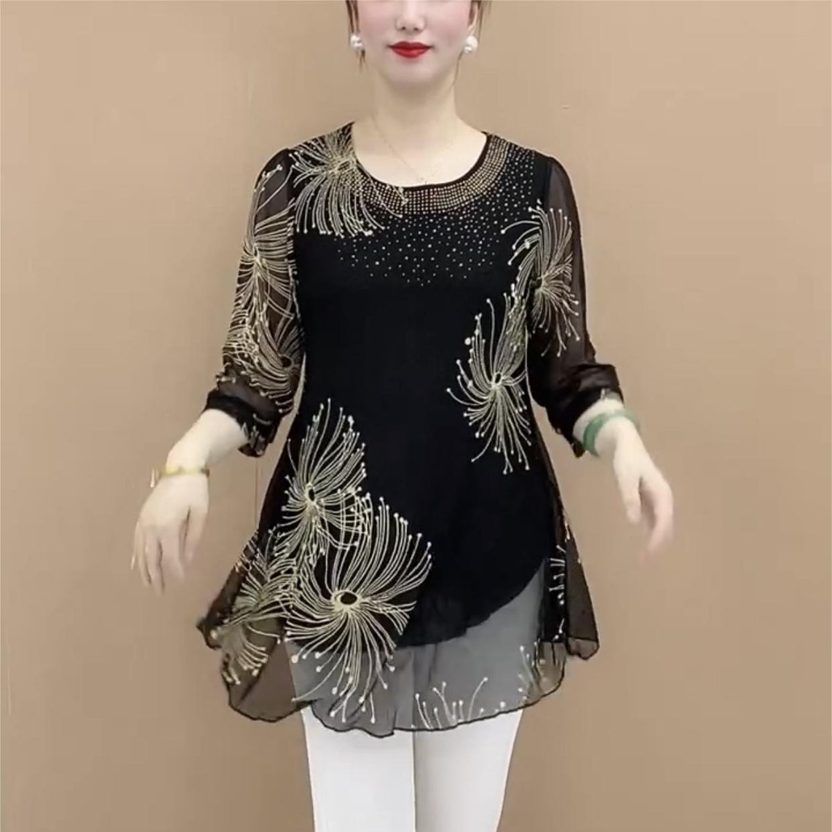 ✨Camisa de gasa estampada para mujer de nuevo estilo de moda