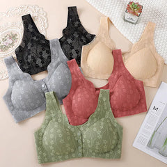 😍【Pack de 3 unidades】【M-4XL】Sujetador sin aros para mujer con botones en la parte delantera ❤️【40-100 kg】