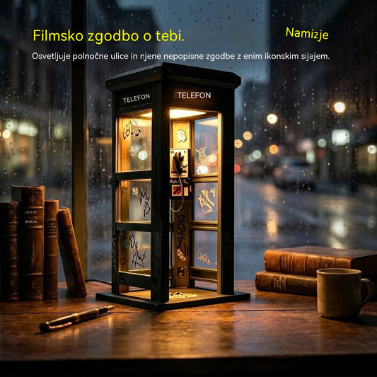 ✨⏰ OMEJENA IZDAJA Starinska svetilka v slogu telefonske govorilnice: nostalgična oblika s toplo ambientalno svetlobo 💡📞