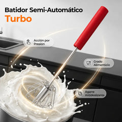 🥳（2 piezas）🥚💪 ¡50% de descuento! Batidor de huevos manual semiautomático: presiona y gira, sin electricidad. Bate huevos y nata en segundos. ¡Cuida tus muñecas! ✨🧁