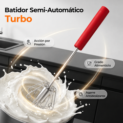 🥳Compra 1 y llévate 1 gratis🥳💞¡Más de 50.000 unidades vendidas!🥚💪 ¡50% de descuento! Batidor de huevos manual semiautomático: presiona y gira, sin electricidad. Bate huevos y nata en segundos. ¡Cuida tus muñecas! ✨🧁