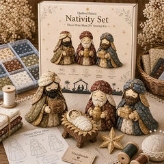 🧵✨ Kit de Costura DIY Belén de Patchwork, Set de Manualidades Navideñas, Adorno Artesanal para Decoración y Regalo 🎄🎁
