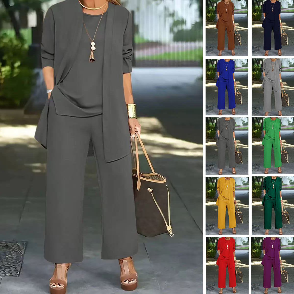 🧥Elegante conjunto de 3 piezas para mujer con corte holgado🍂