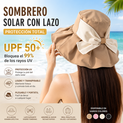 🎀☀️Sombrero de sol de ala ancha con lazo