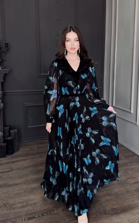 【S-5XL】😍🦋Vestido largo y elegante con estampado de mariposas.