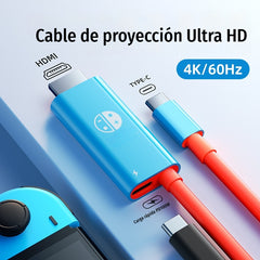✈️🔌(4K60Hz) Cable USB-C a HDMI portátil — compatible con teléfonos móviles, ordenadores y consolas de juegos portátiles, conectar y usar ⚡