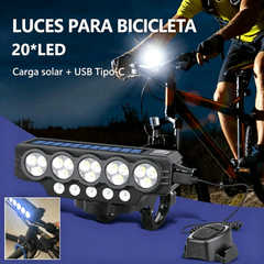🚨💡 Faro solar para bicicleta con carga USB y altavoz, 900 lúmenes, luz nocturna de larga duración para ciclismo