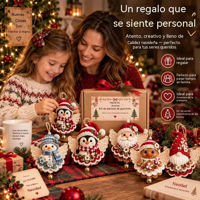 ❤️🎄Kit para hacer tú mismo un adorno navideño de ángel de ganchillo