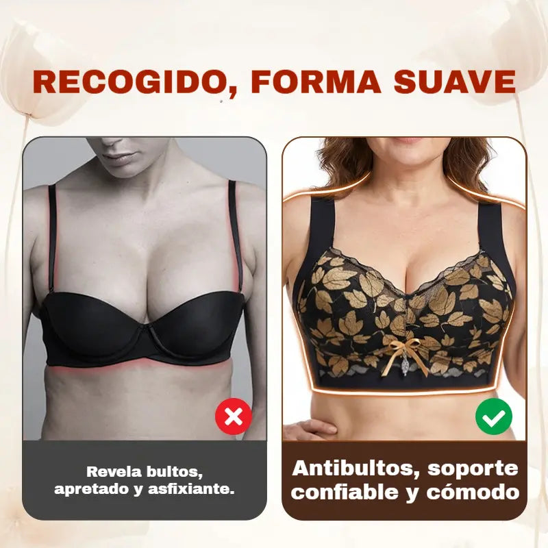 💖【paquete de 3】1 juego 28 euros🥰Sujetador de encaje talla grande M-4XL, sin aro de acero, espalda deslumbrante, sexy y transpirable, sin costuras, 【40-100 kg】