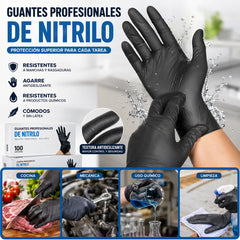 【25€】100 unidades⚡50% de descuento🎁 Guantes profesionales de nitrilo: duraderos, antideslizantes y resistentes a manchas y arañazos.