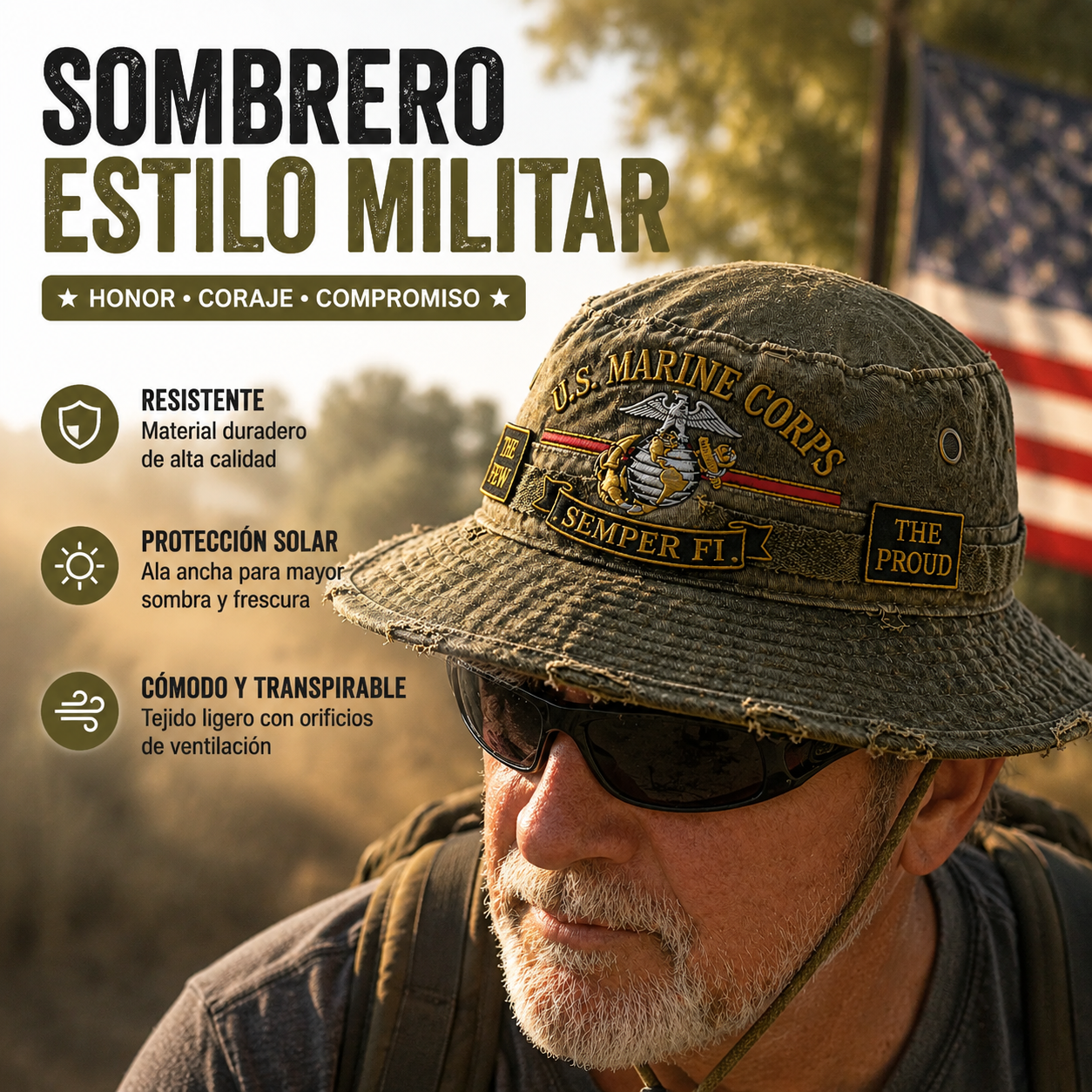 🏆Último día de rebajas: 49% de descuento 🎖️Sombrero tipo boonie en honor a los veteranos de Vietnam: honra su servicio y sacrificio. Un sombrero resistente para exteriores con protección táctica.